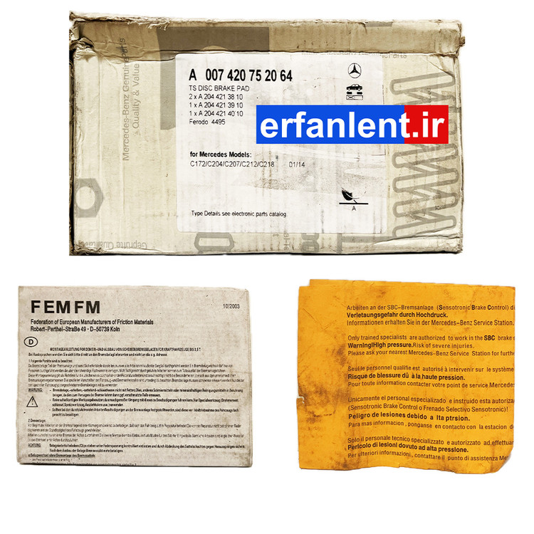 لنت ترمز اورجینال جلو مرسدس بنز E200 /E250 / E300 / E350 سدان ، کوپه ، کانورتیبل - اتاق W212